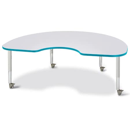 Jonti-Craft Berries Kidney Activity Table, 48 in. x 72 in., Mobile, Freckled Gray/Teal/Gray 6423JCM005